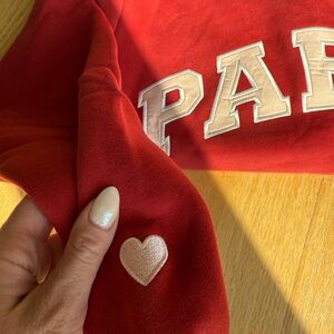 PARKE Red Mockneck with Heart Sleeve S/M